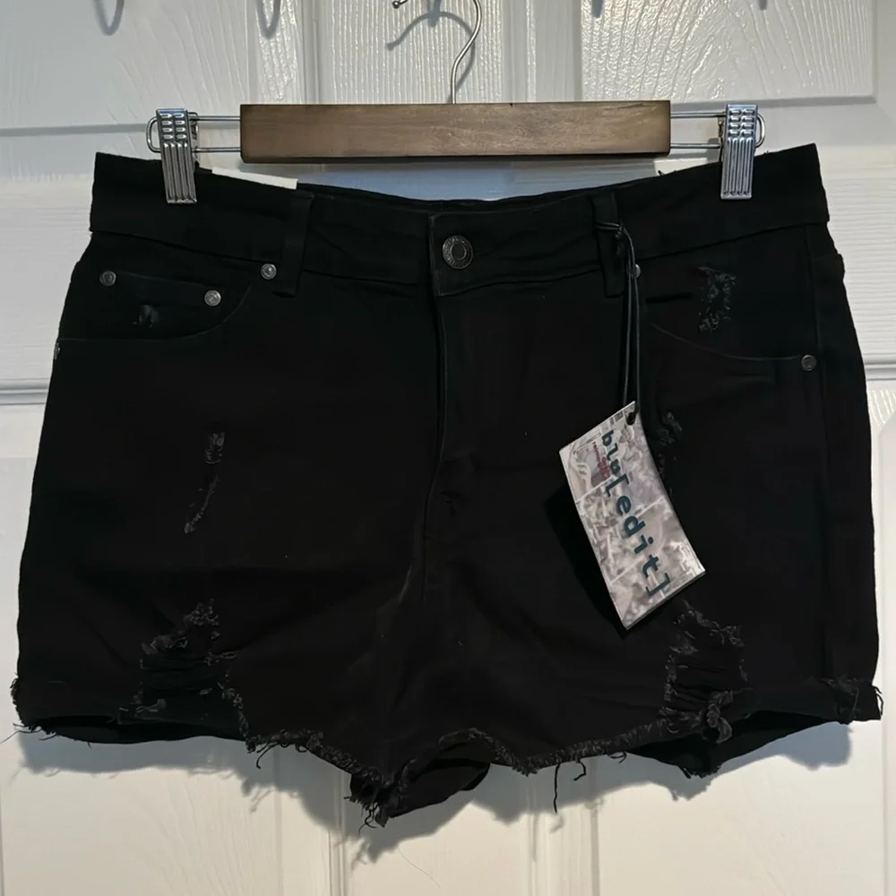 Distressed denim shorts